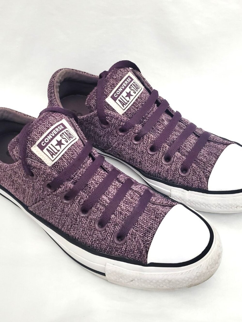 Converse Chuck Taylor All Star Madison Low Purple Tweed Knit Sneakers Womens 8 - Picture 9 of 9
